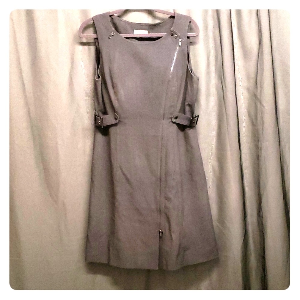 Calvin Klein A-line Dress with Asymmetrical Zipper